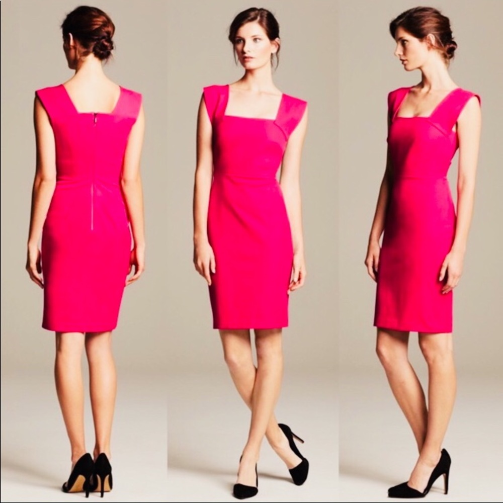 NWT ROLAND MOURET HOT PINK DRESS BANANA REPUBLIC